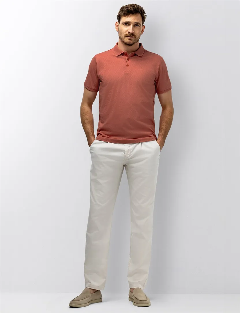 Polo State of Art Regular Fit rood effen pique 3 knoops textuur