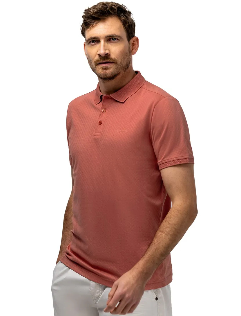 Polo State of Art Regular Fit rood effen pique 3 knoops textuur