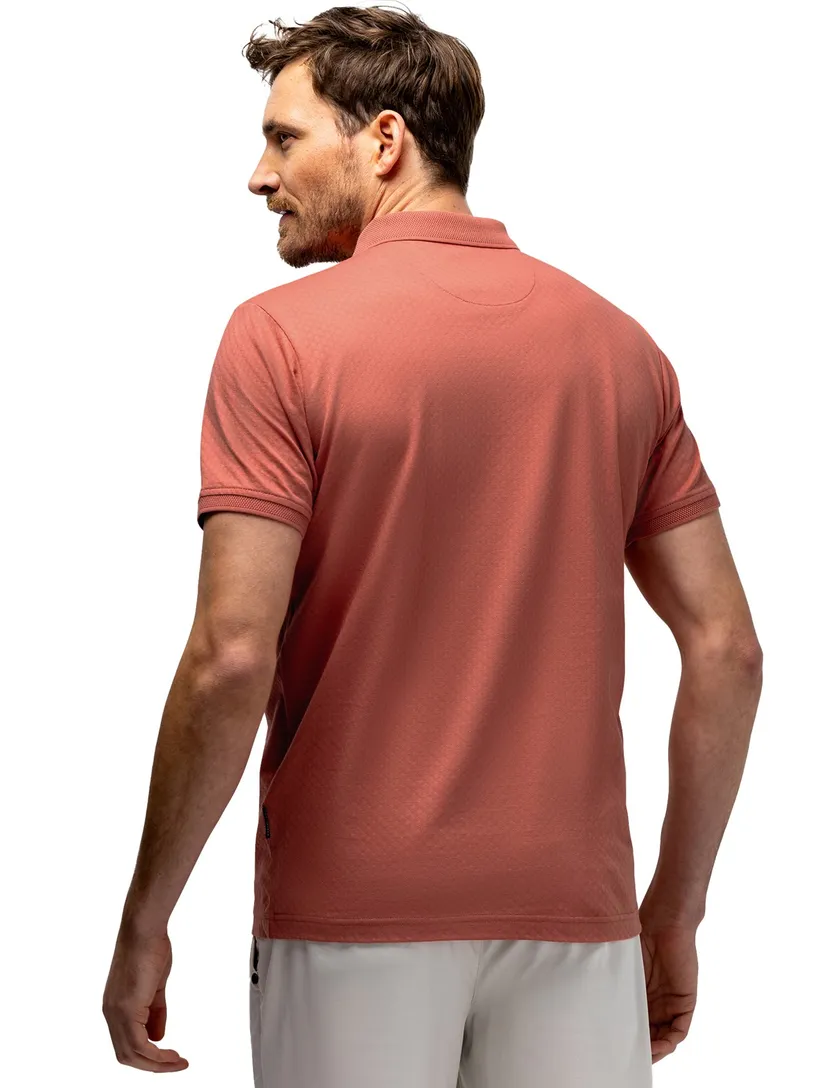 Polo State of Art Regular Fit rood effen pique 3 knoops textuur