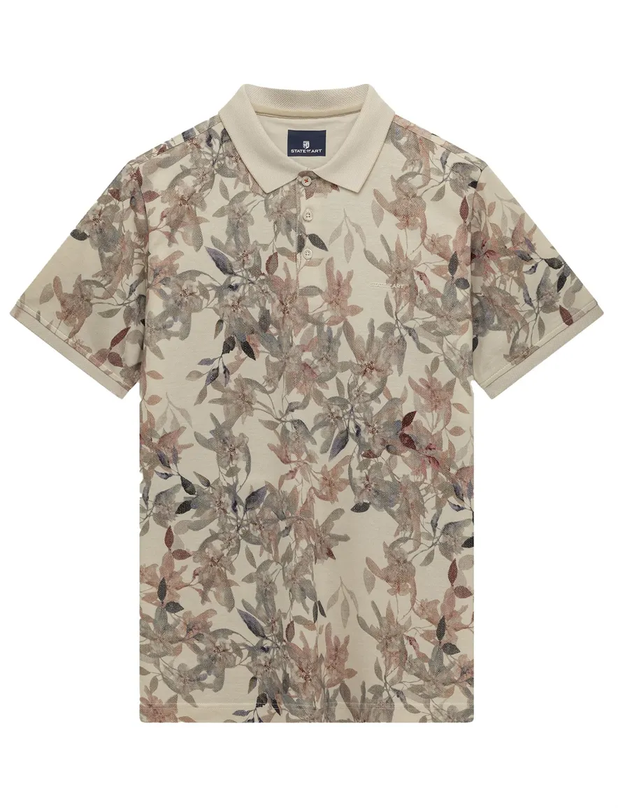 State of Art polo beige geprint
