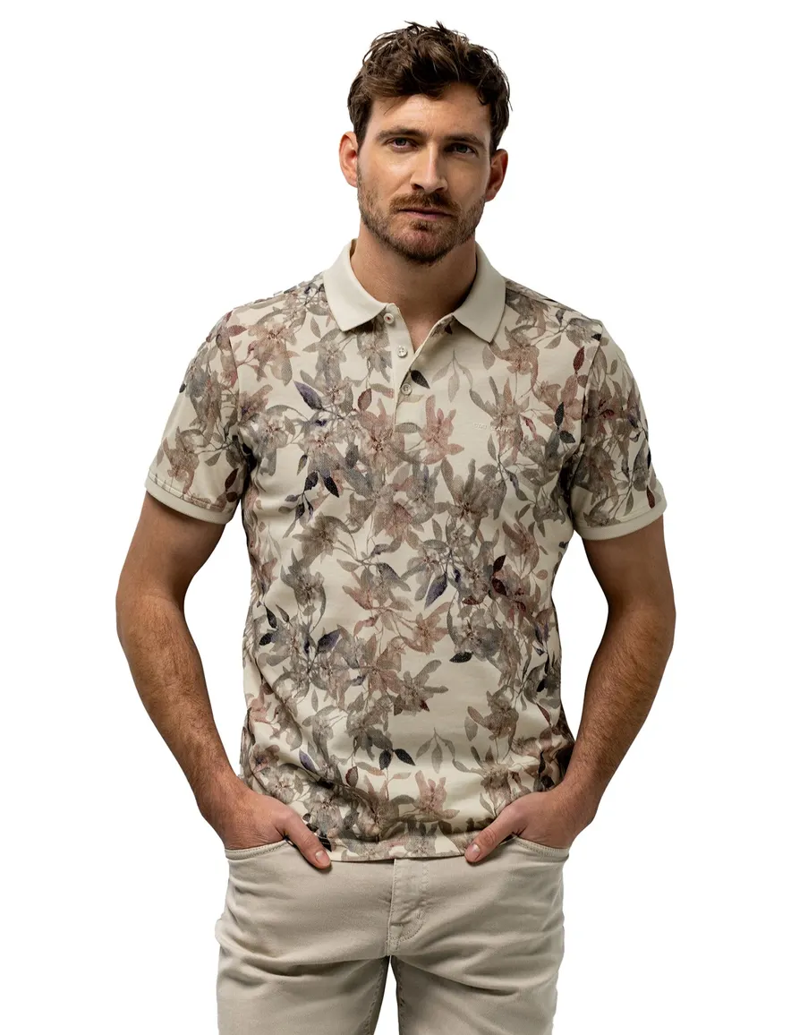State of Art polo beige geprint