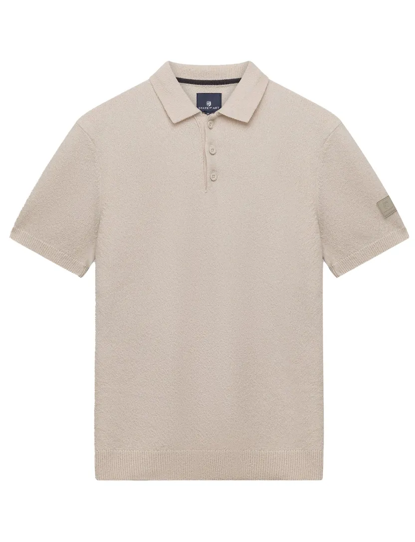 Korte mouw polo State of Art creme regular fit