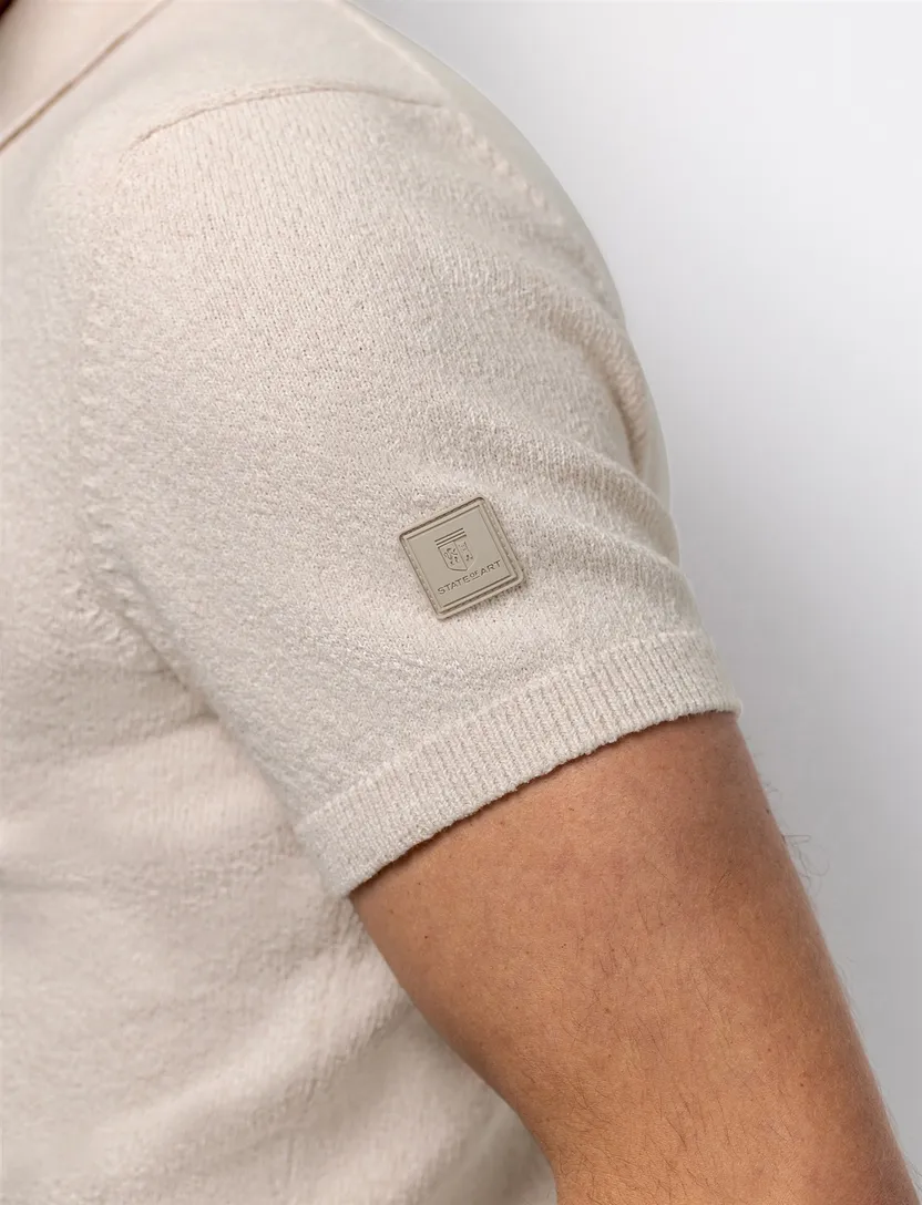 Korte mouw polo State of Art creme regular fit
