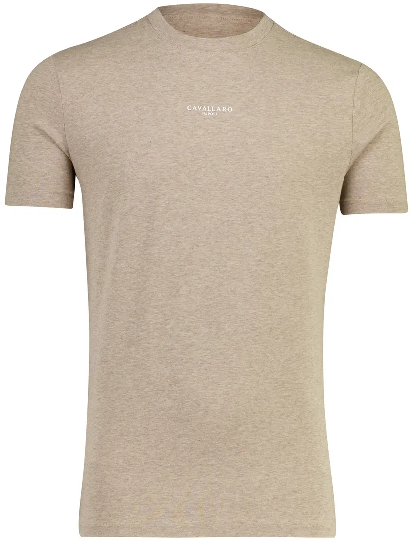 Lichtbruin t-shirt Cavallaro Bari tee ronde hals