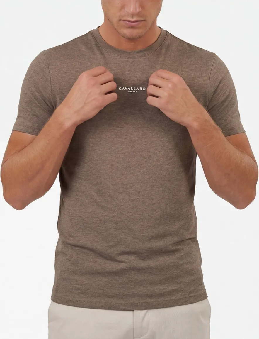 Cavallaro Baroni t-shirt bruin gemeleerd