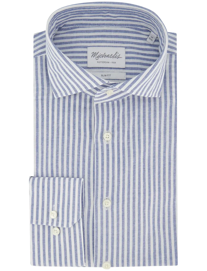 Michaelis overhemd blauw gestreept