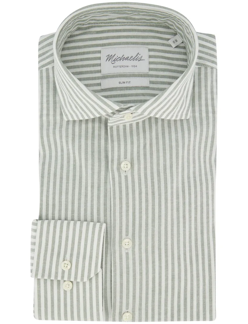 Michaelis overhemd groen gestreept slim fit
