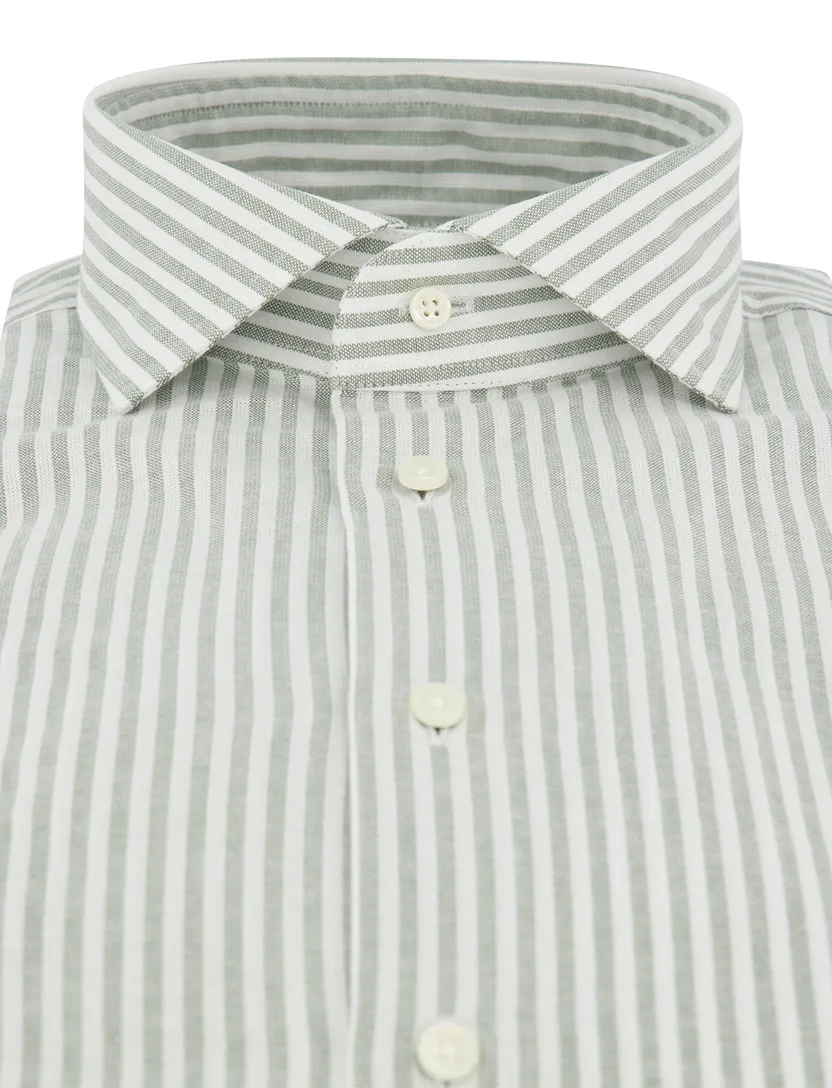 Michaelis overhemd groen gestreept slim fit