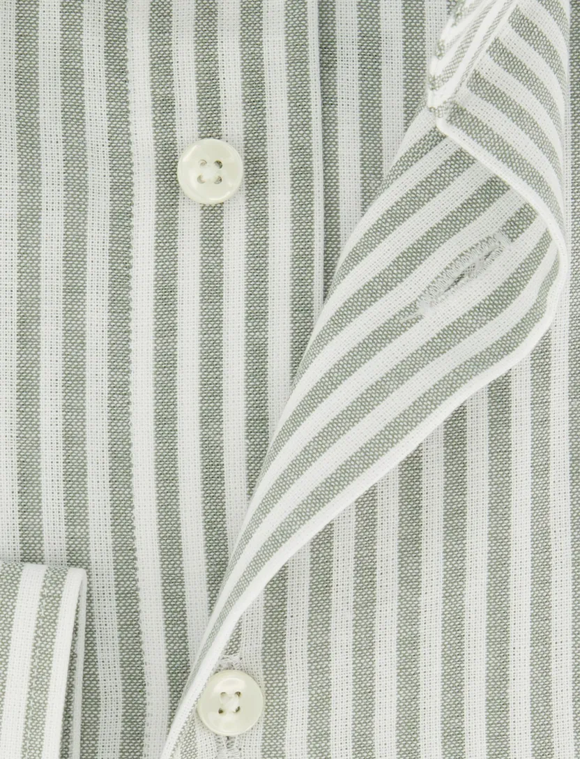 Michaelis overhemd groen gestreept slim fit