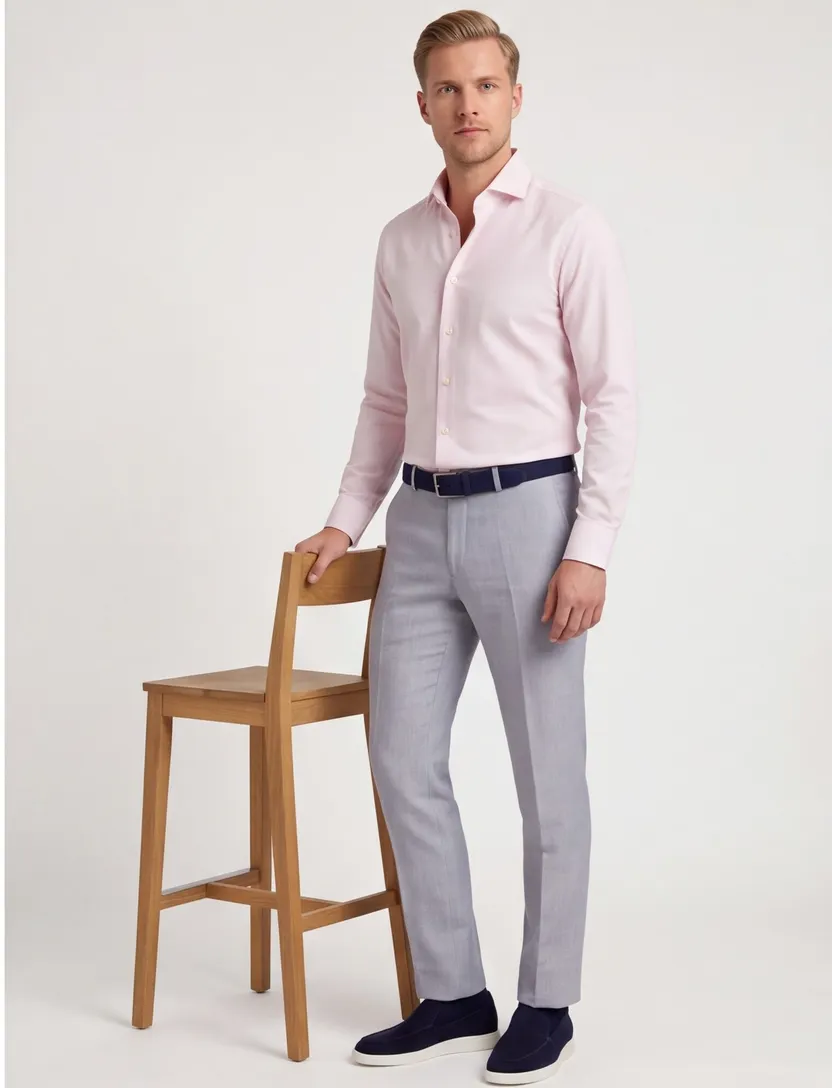 Overhemd Michealis slim fit strijkvrij roze