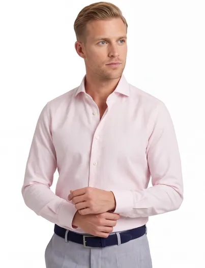 Michaelis Strijvrij overhemd roze Michealis slim fit wide spread boord