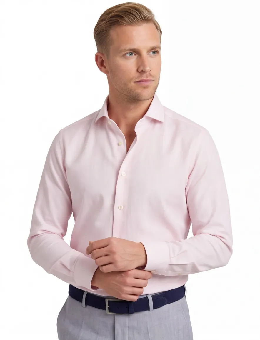 Strijvrij overhemd roze Michealis slim fit wide spread boord