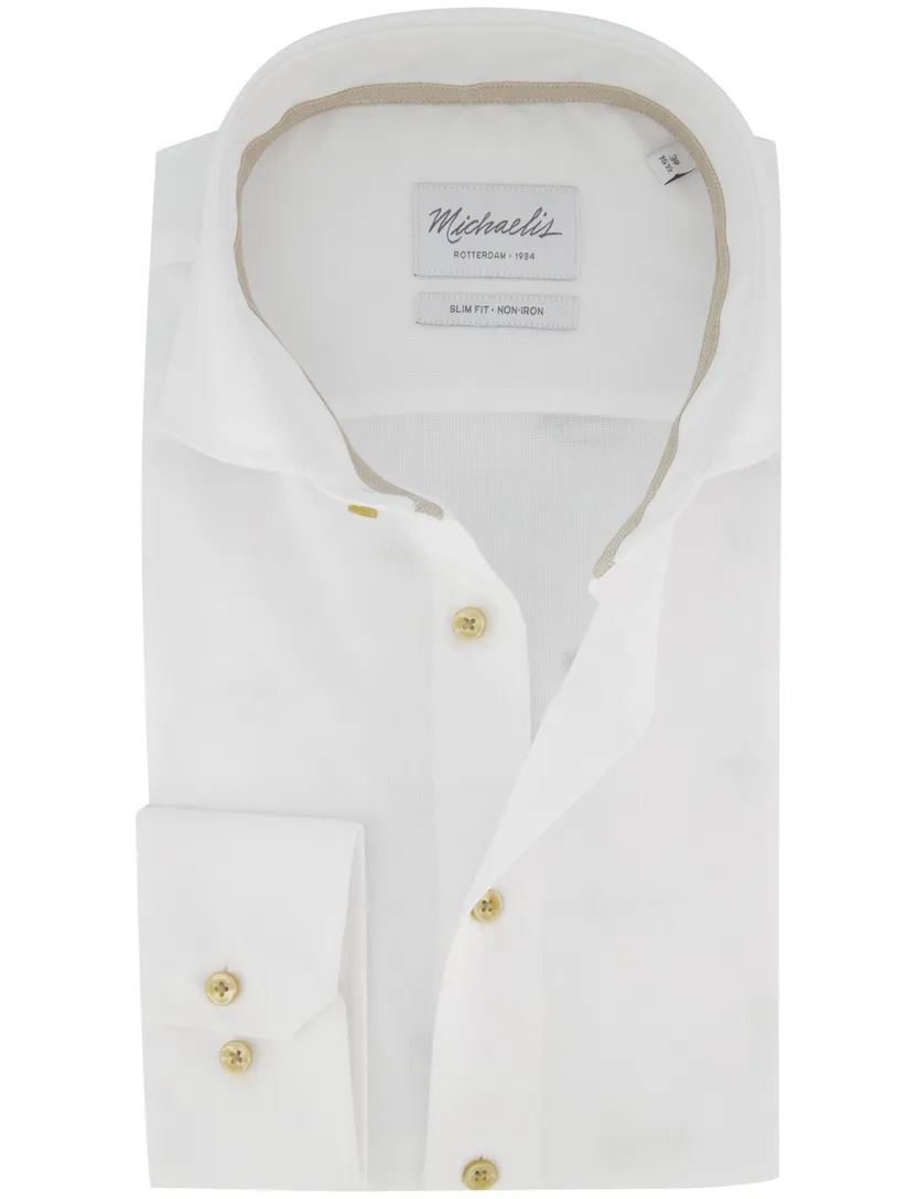 Overhemd Michealis slim fit wit strijkvrij