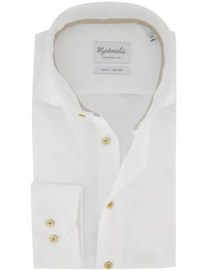 Michaelis Wit overhemd Michaelis slim fit cutaway boord