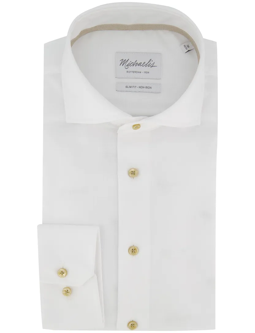 Overhemd Michealis slim fit wit strijkvrij