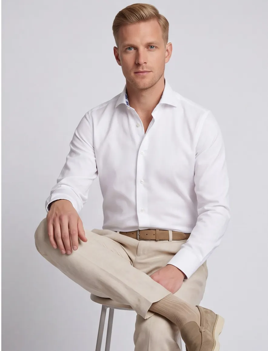 Michealis overhemd wit strijkvrij slim fit