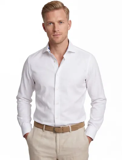 Michaelis Michealis overhemd wit strijkvrij slim fit