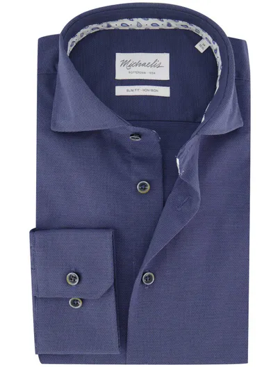 Michaelis Slim fit Michealis overhemd donkerblauw wide spread boord