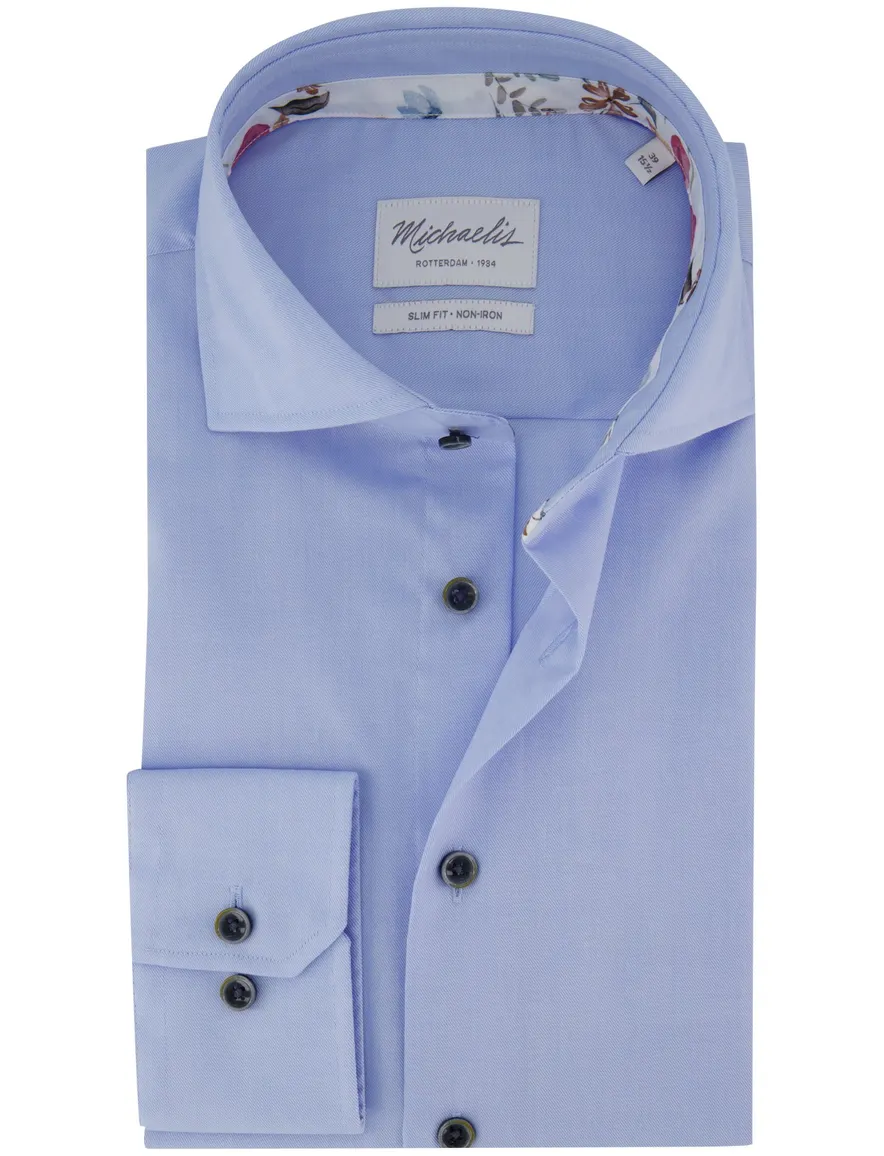 Strijkvrij slim fit overhemd Michealis lichtblauw cutaway boord