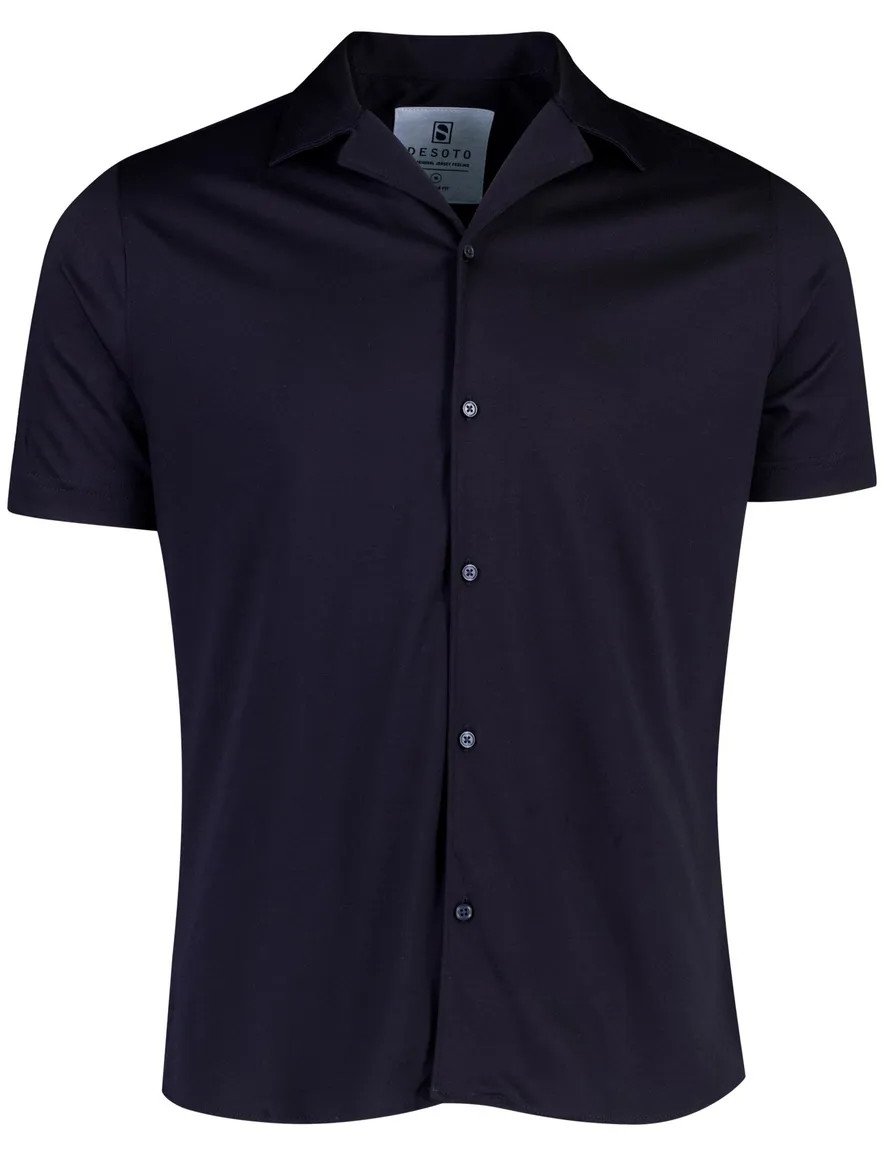 Desoto Regular Fit overhemd donkerblauw katoen