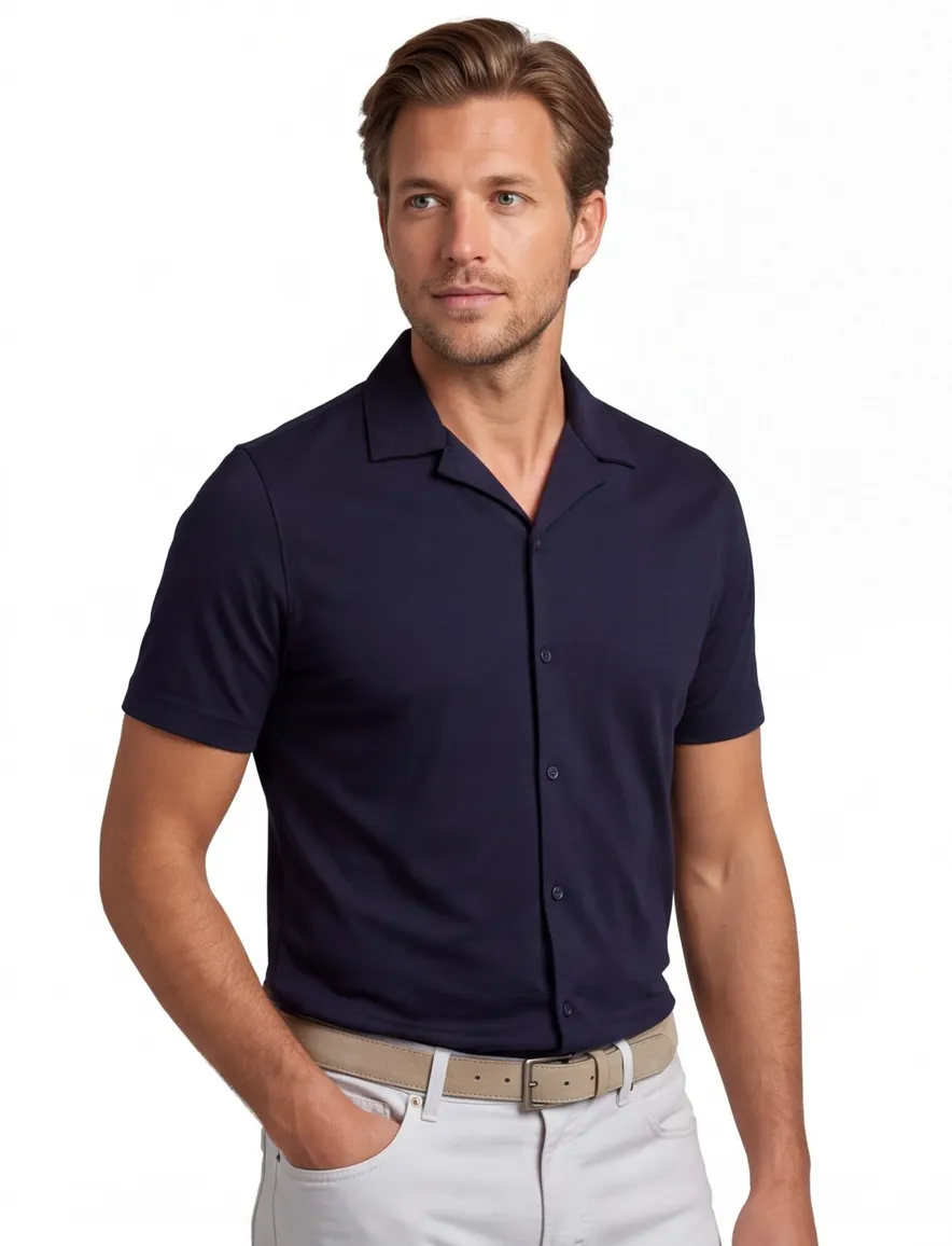 Desoto Regular Fit overhemd donkerblauw katoen