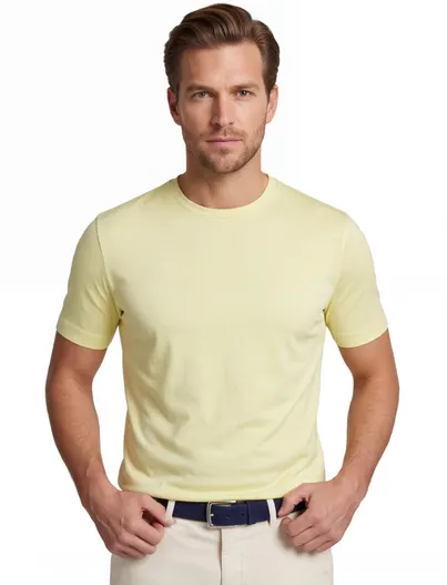 Desoto T-shirt Desoto geel katoen normale fit