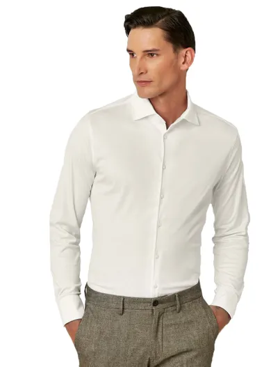 Desoto Overhemd crème Desoto Luxury Tailored Fit witte knoop