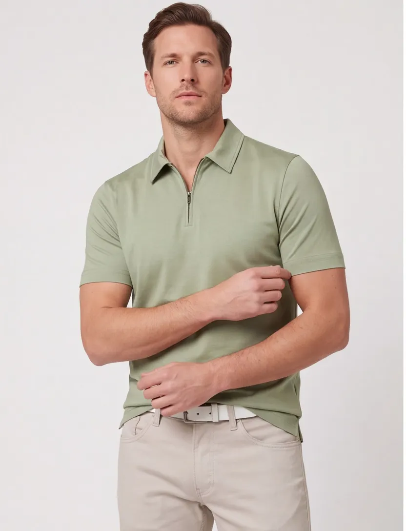 Desoto poloshirt groen wijde fit