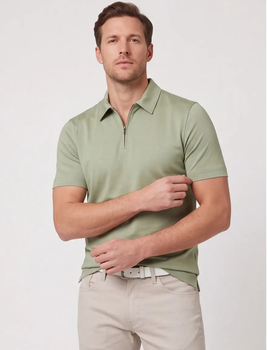 Poloshirt Desoto groen wijde fit katoen