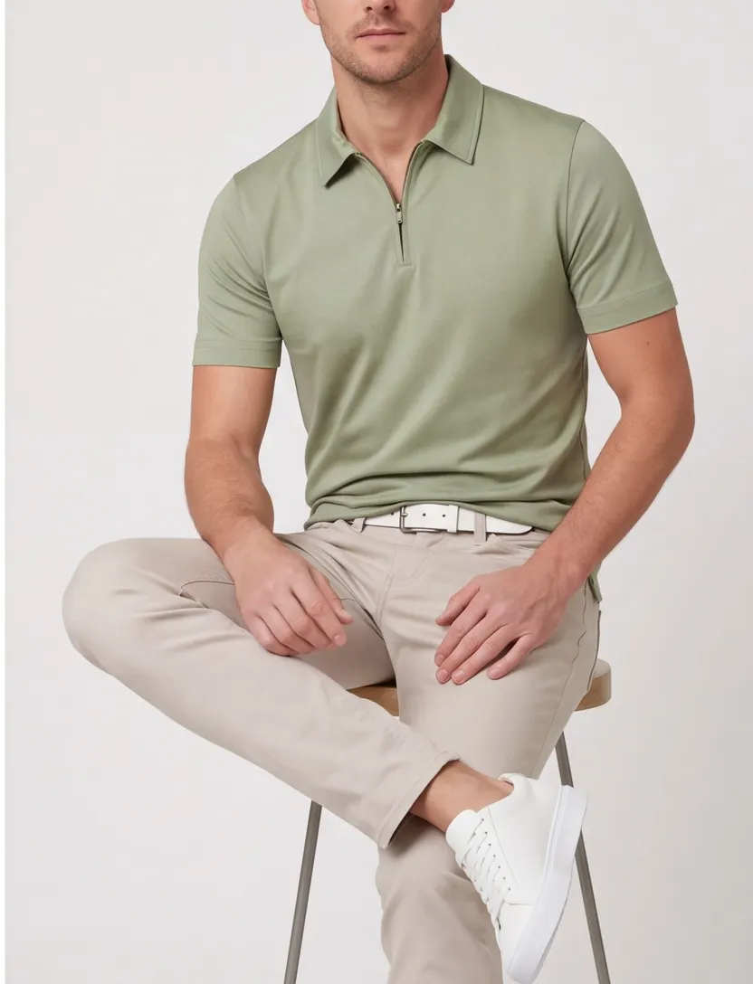 Desoto poloshirt groen wijde fit