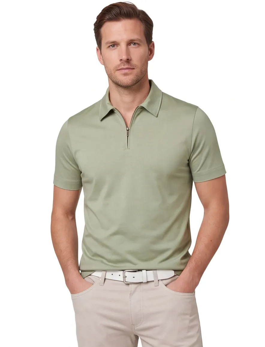 Poloshirt Desoto groen wijde fit katoen