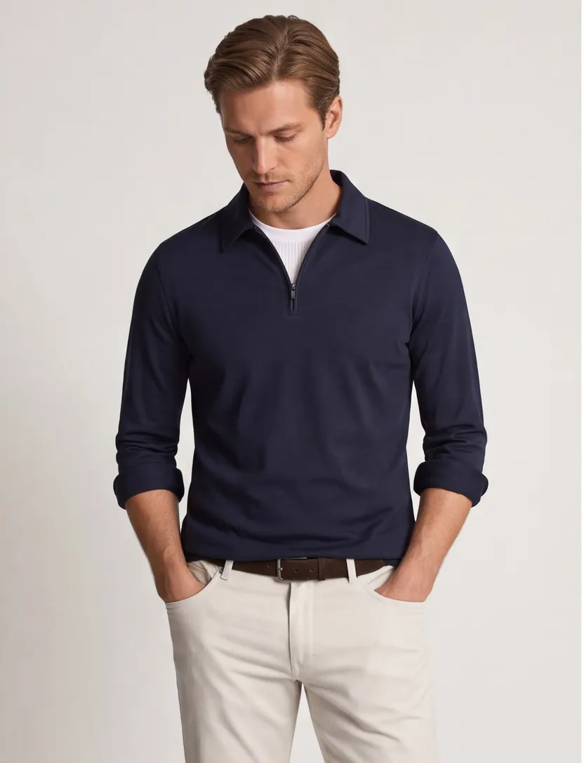 Poloshirt Desoto donkerblauw katoen