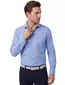 Overhemd blauw Desoto Luxury witte knoop katoen