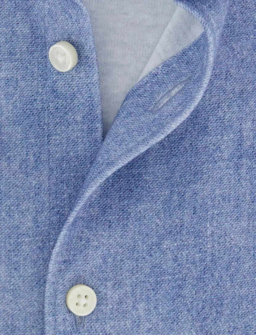 Blauwe casual jersey gemeleerd Desoto Kent overhemd