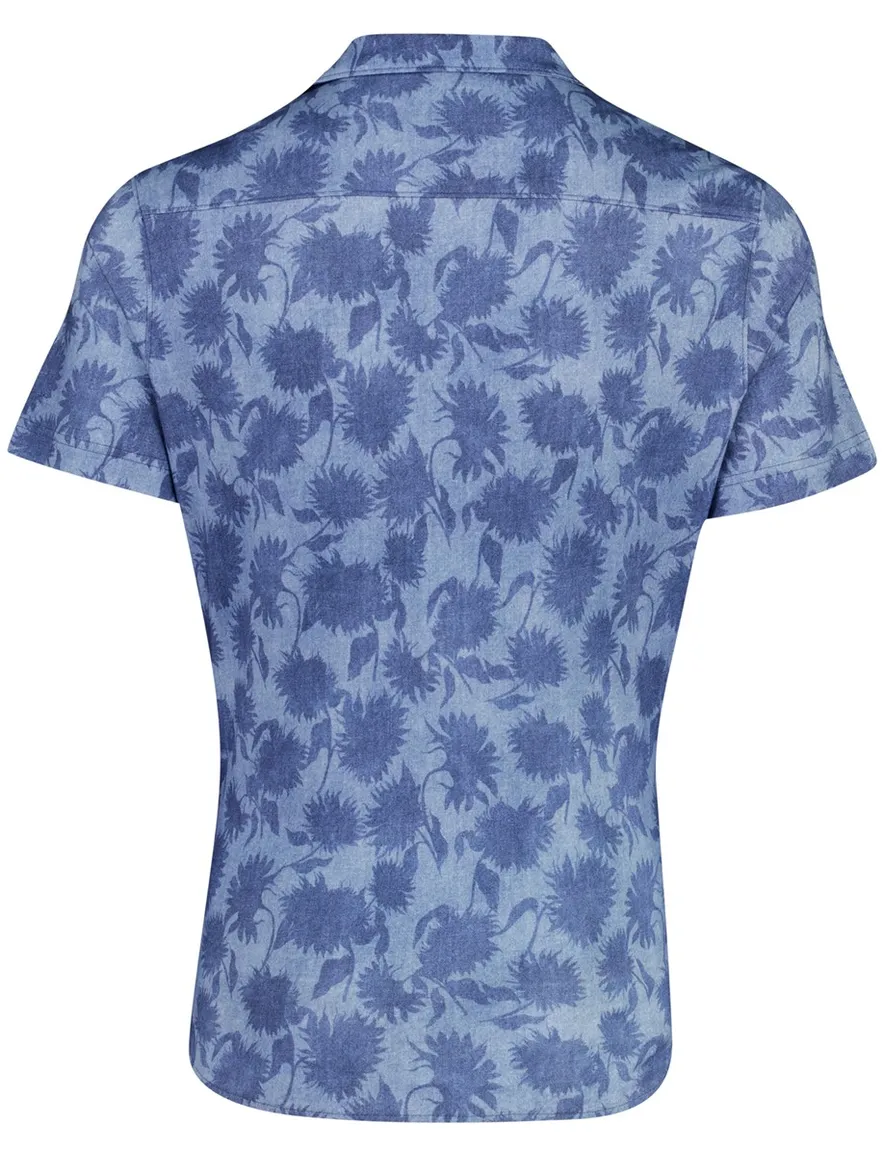 Overhemd Desoto blauw bloemenprint wijde fit