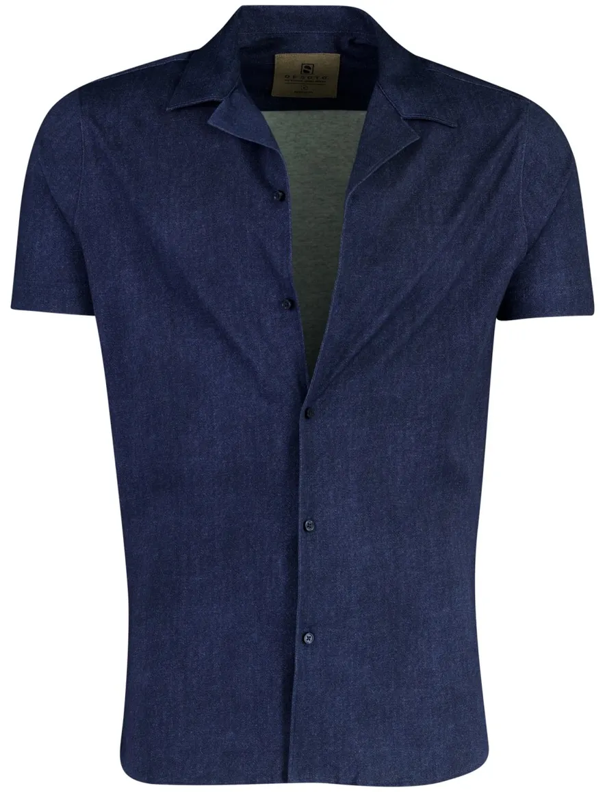 Desoto overhemd donkerblauw katoen reverskraag normale fit