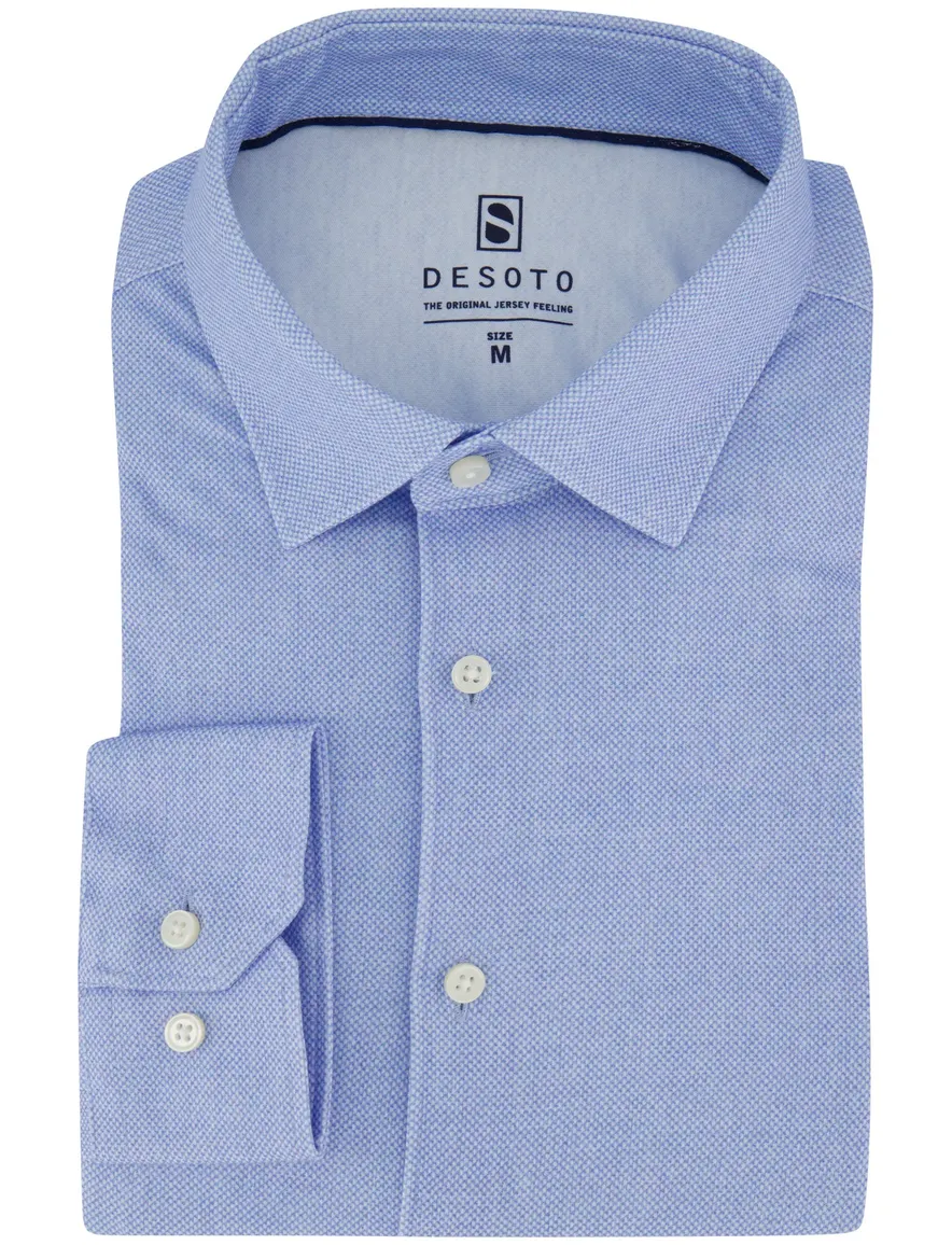 Desoto Casual overhemd lichtblauw strijkvrij jersey