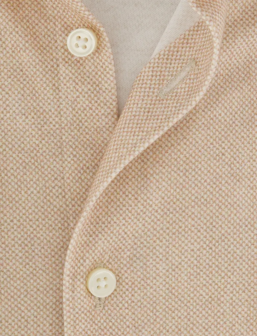 Desoto Casual overhemd beige strijkvrij jersey