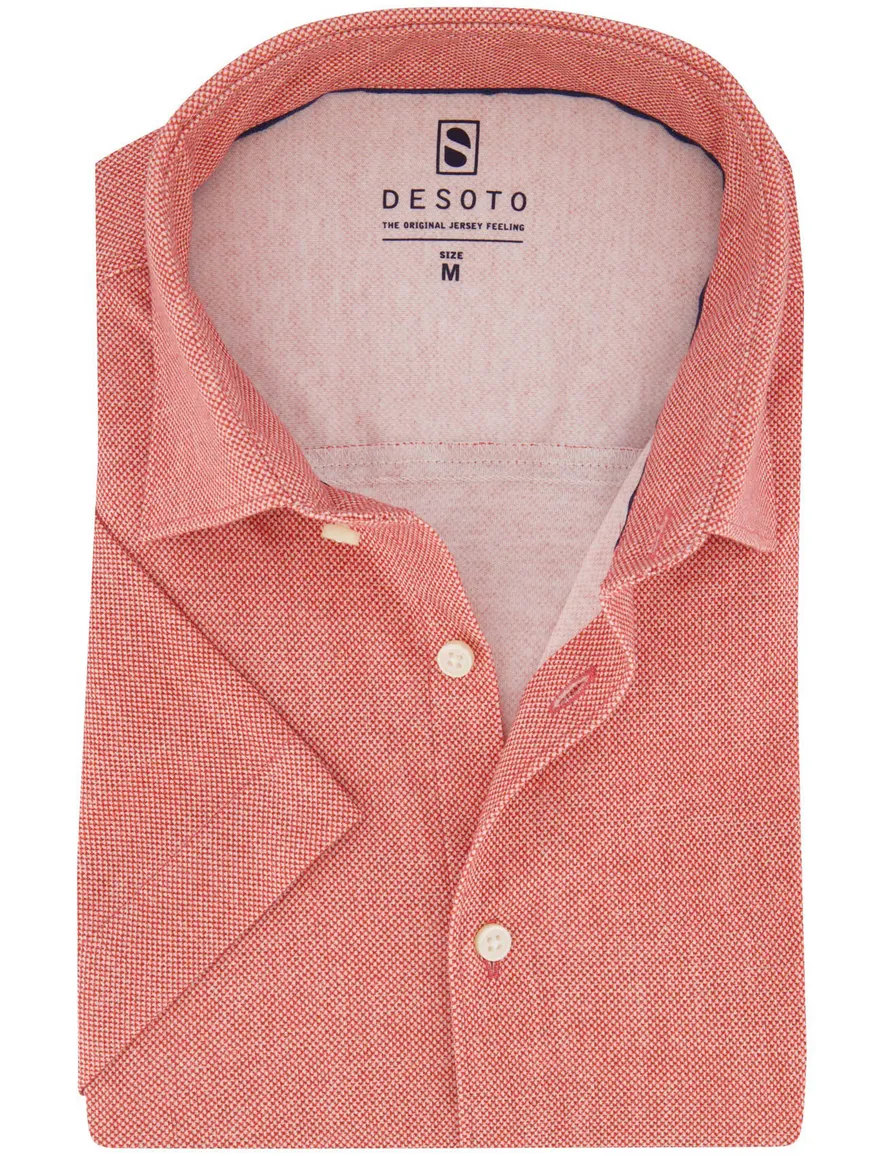 Desoto jersey korte mouw overhemd rood katoen