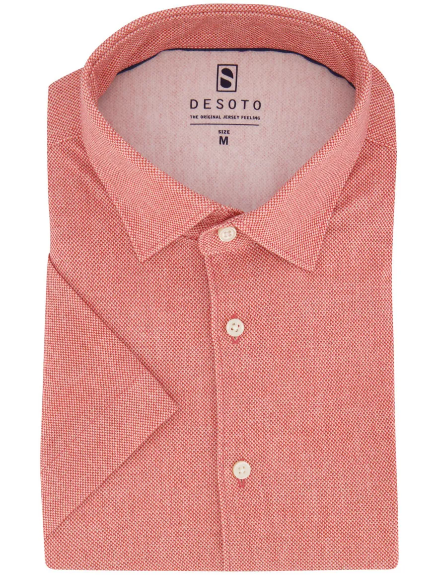 Desoto jersey korte mouw overhemd rood katoen