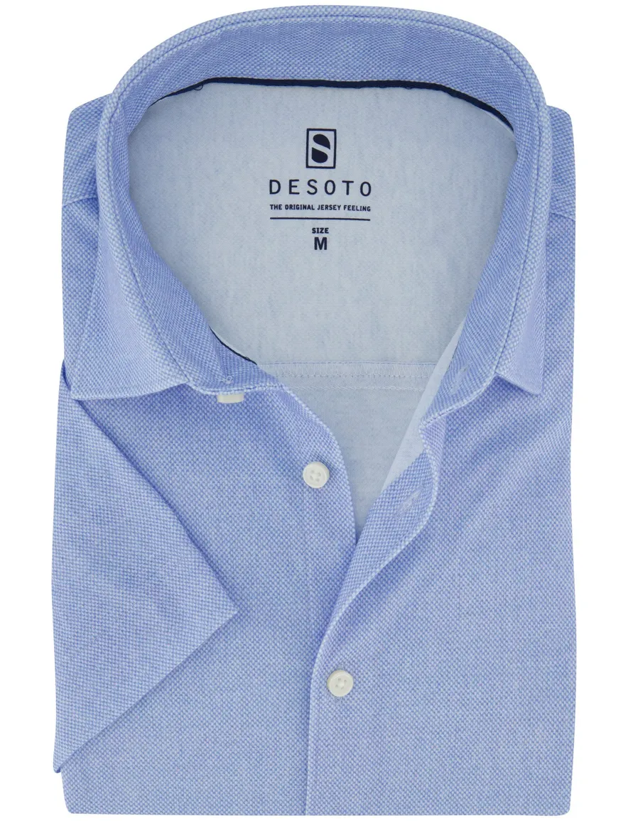 Desoto Casual overhemd lichtblauw strijkvrij jersey