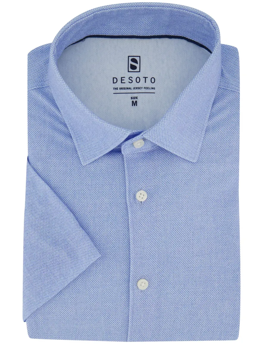 Desoto Casual overhemd lichtblauw strijkvrij jersey