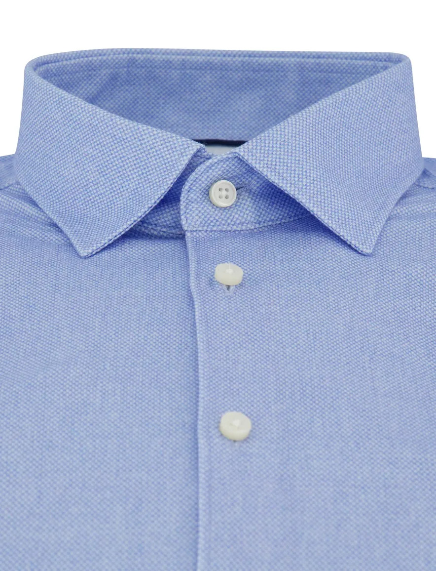 Desoto Casual overhemd lichtblauw strijkvrij jersey