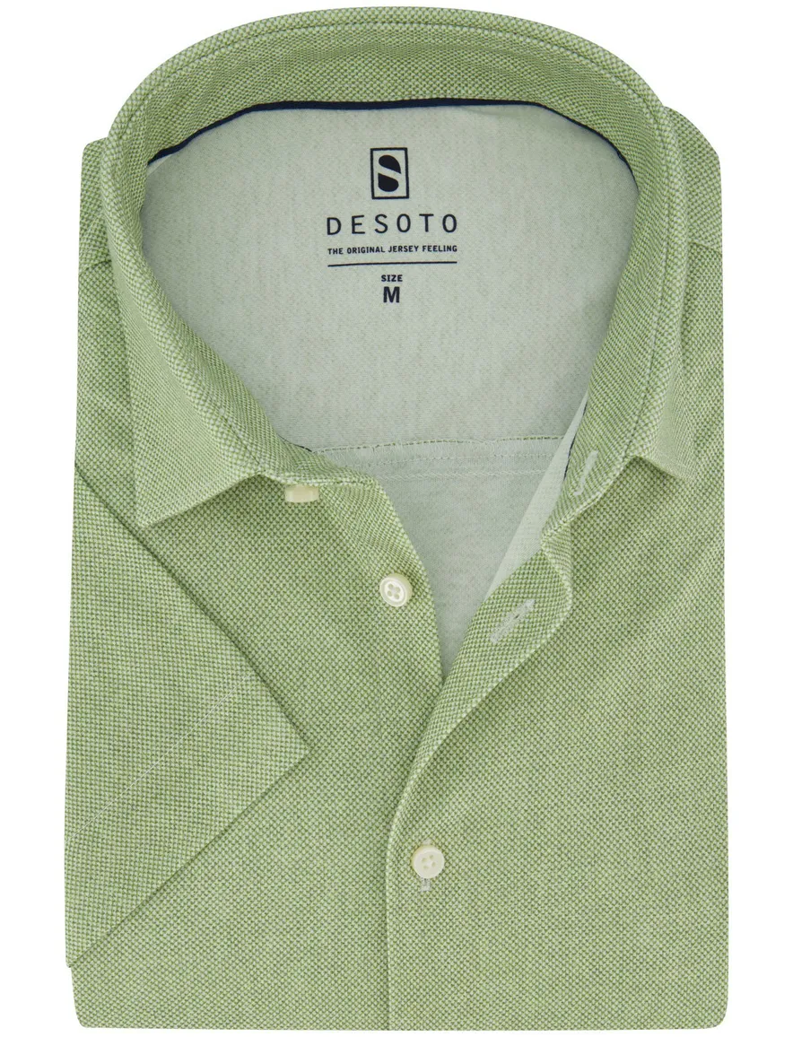 Desoto jersey overhemd korte mouw groen katoen