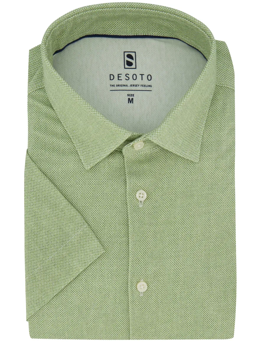 Desoto jersey overhemd korte mouw groen katoen