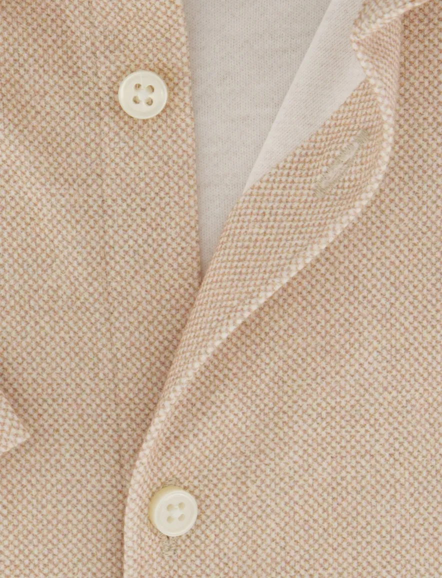 Desoto korte mouw overhemd beige katoen strijkvrij