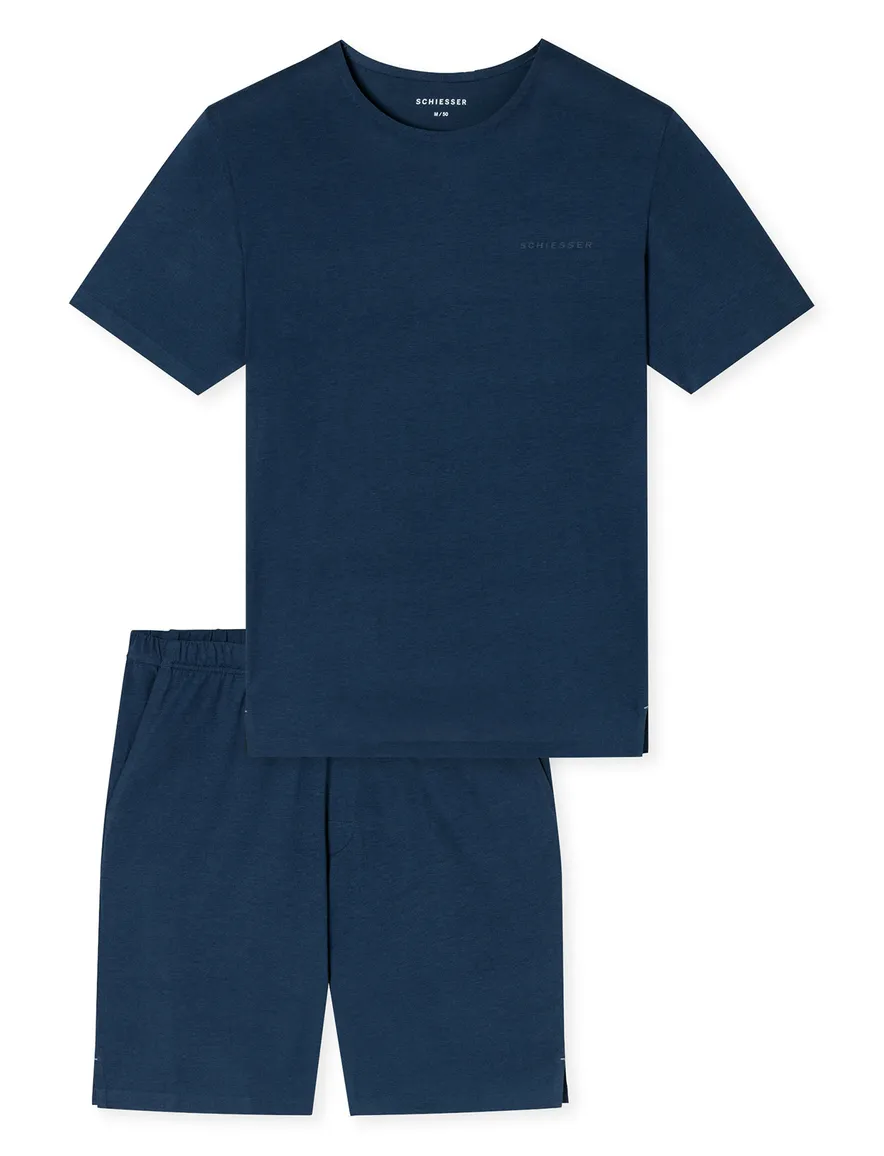 Shortama donkerblauw katoen Schiesser effen comfort