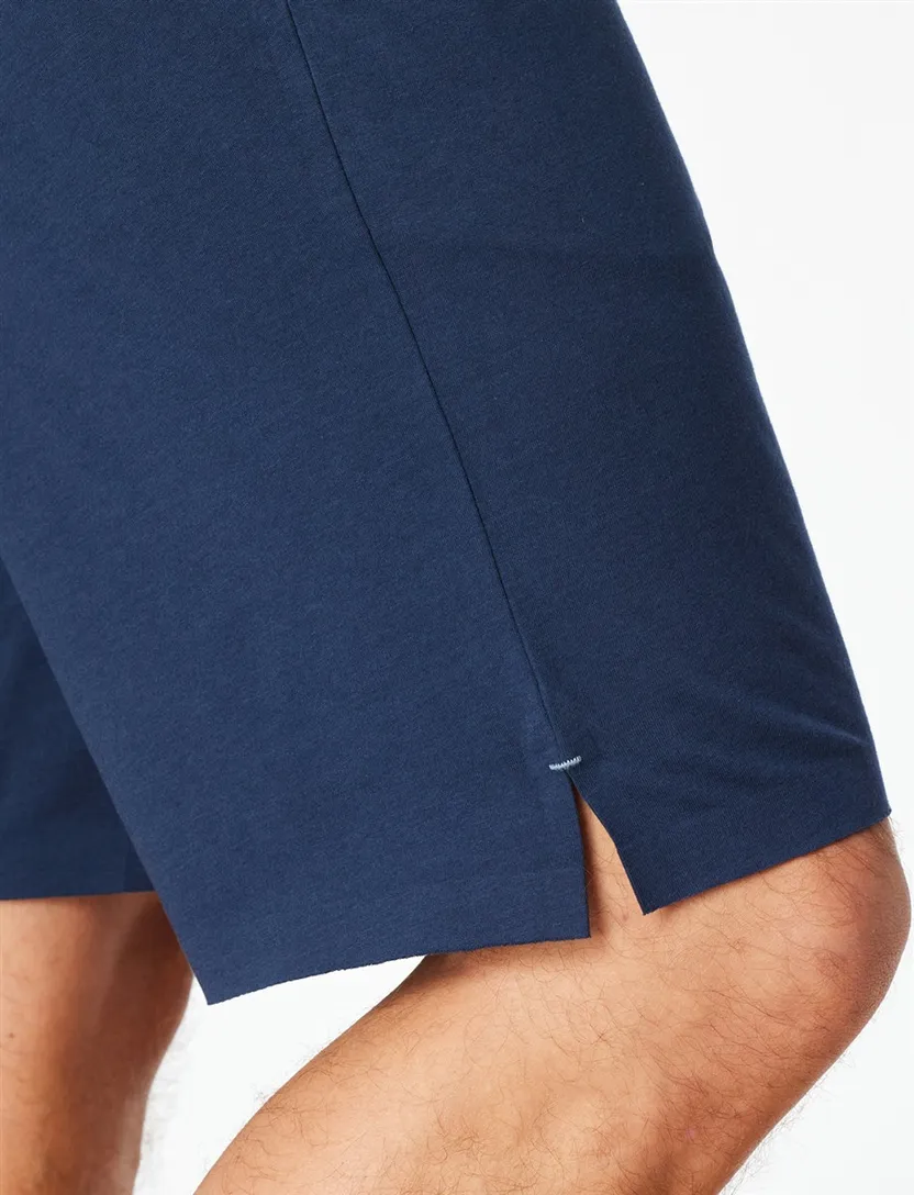 Donkerblauw shortama katoen Schiesser basic effen