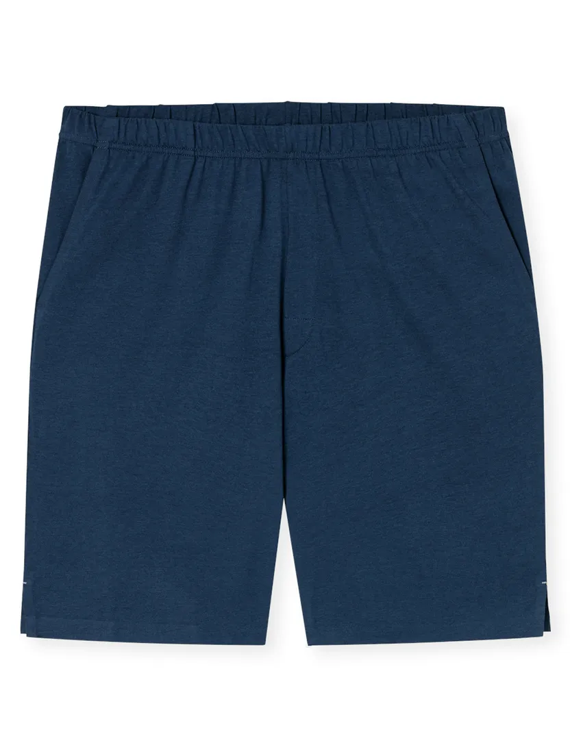 Donkerblauw shortama katoen Schiesser basic effen