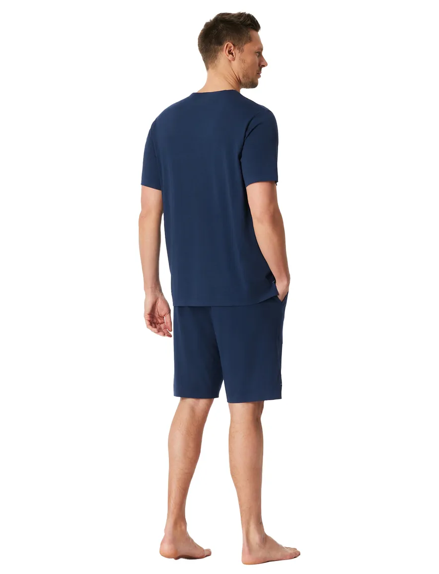 Shortama donkerblauw katoen Schiesser effen comfort